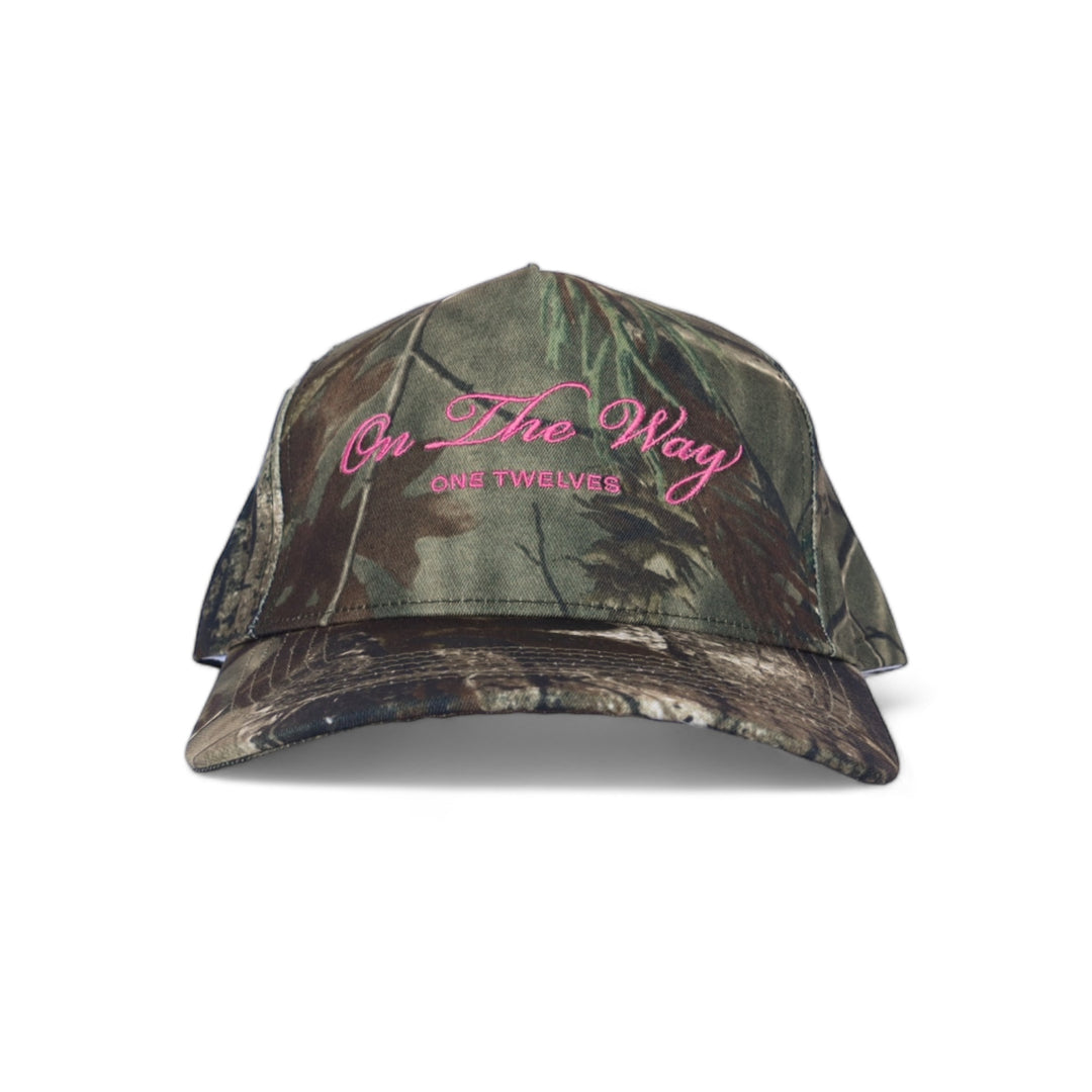 Hot Pink “On The Way” Camo Trucker Hat – One Twelves